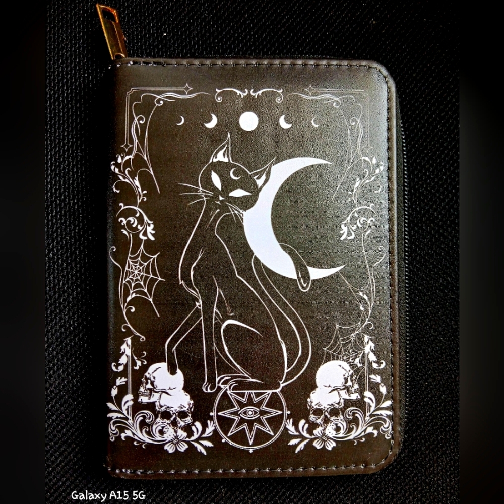Black Dragon Wicca Cat Wristlet Wallet